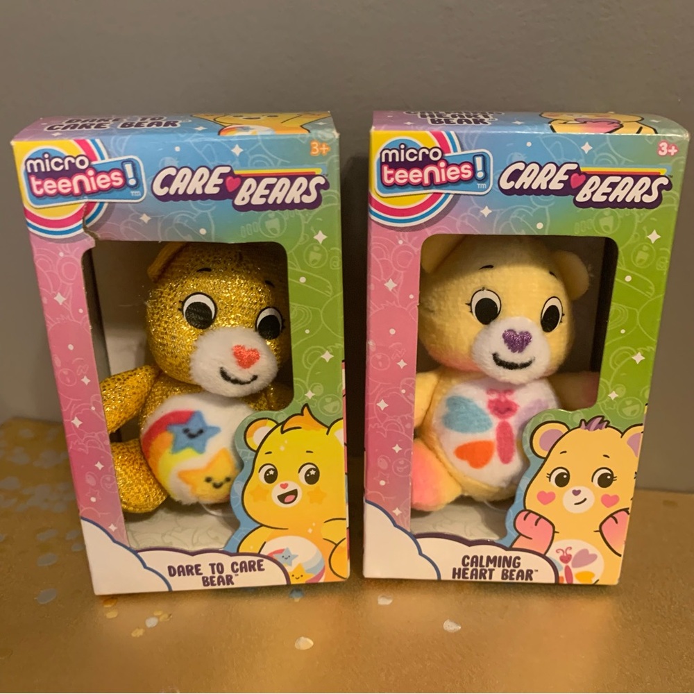Care Bears Micro Teenies Glitter Chase Plush Dare to Care & CALMING
HEART Bears